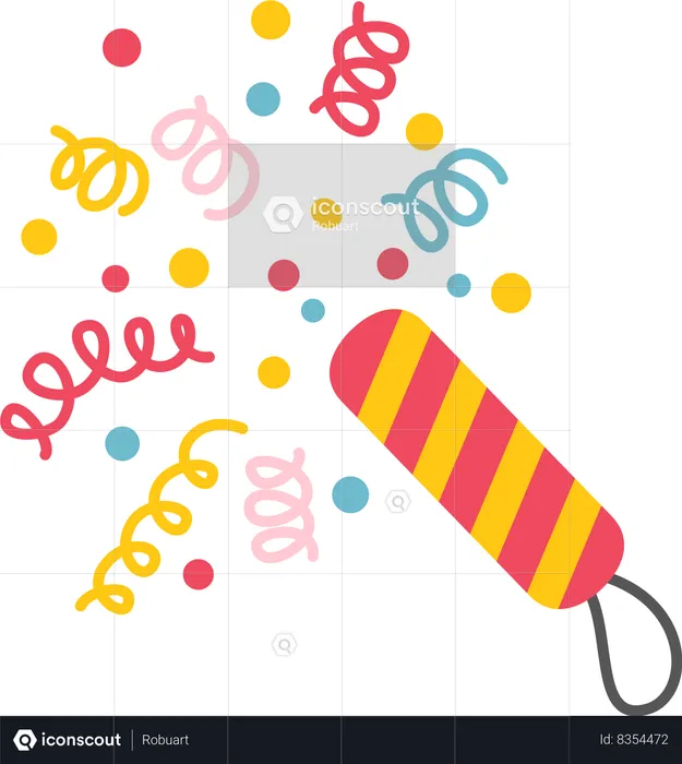 Flapper de bonne année avec des papiers de confettis en spirale  Illustration