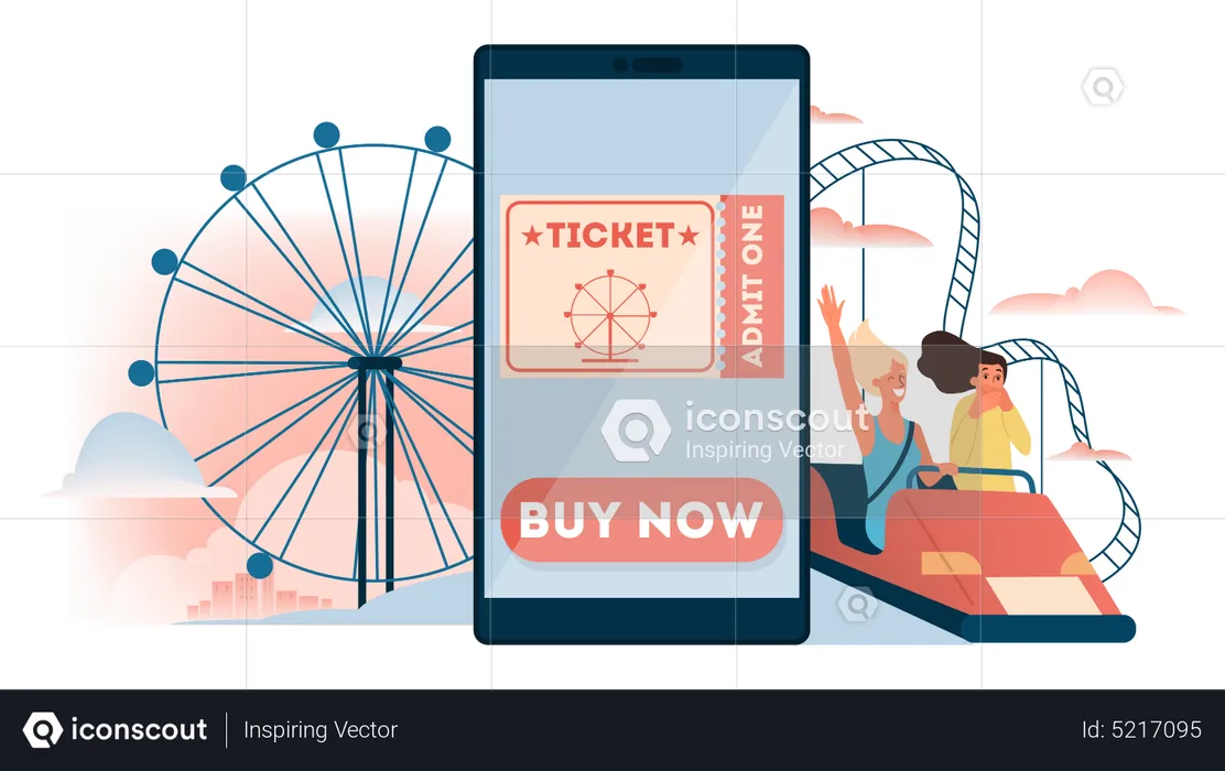 Book an amusement park ticket online  Illustration
