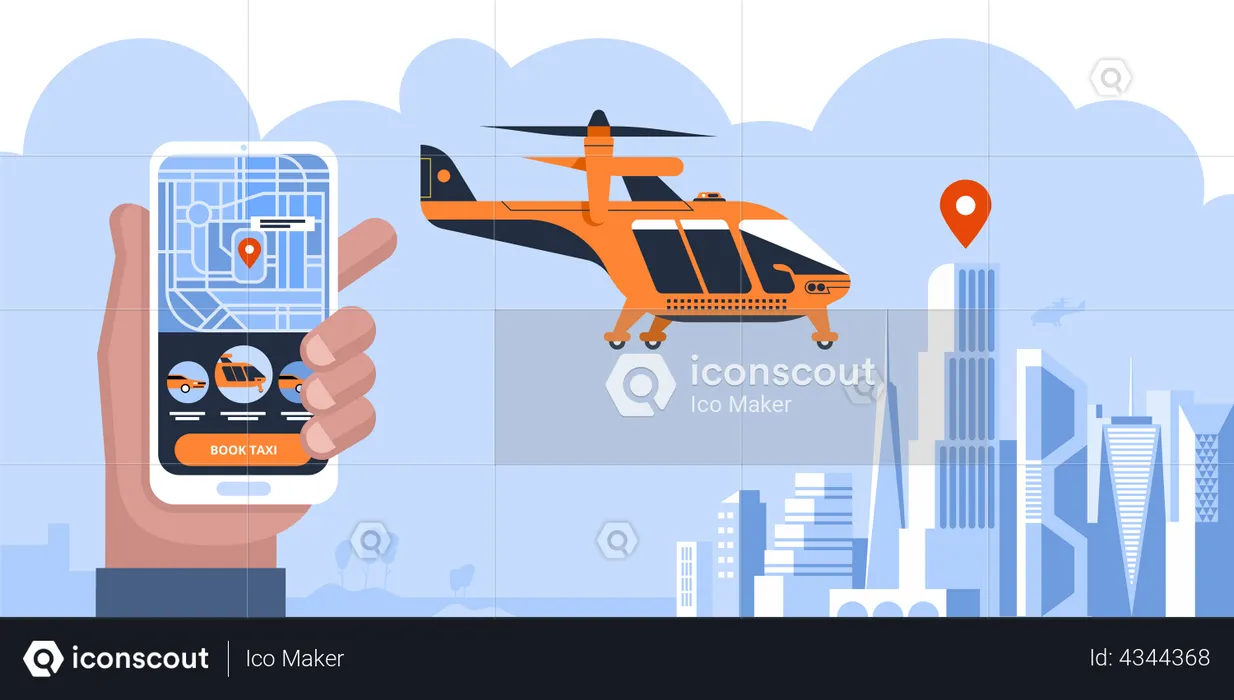 Booking Air Taxi and Helicopter  Illustration