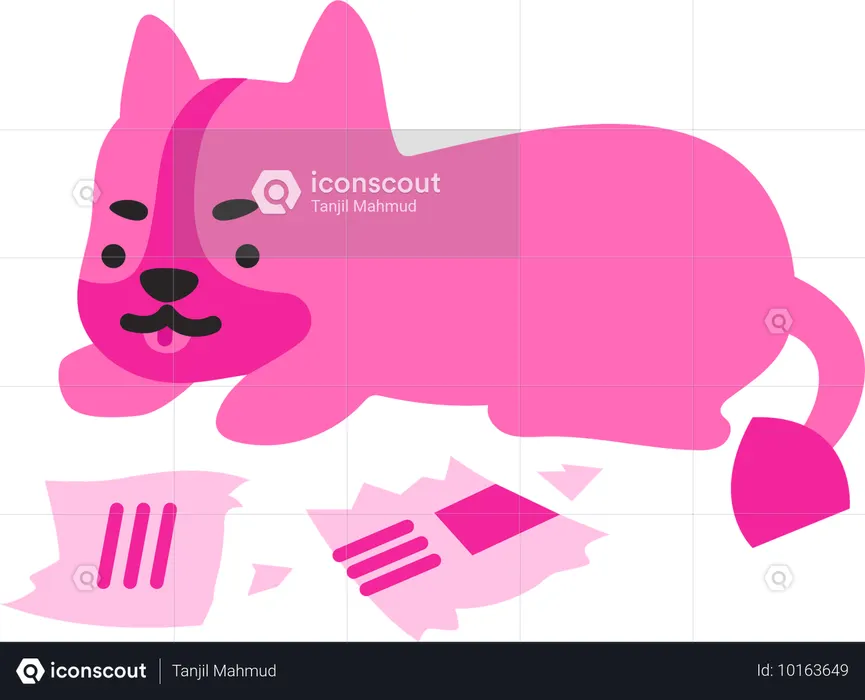 Bored Cat Waiting For The Broken Page  Illustration