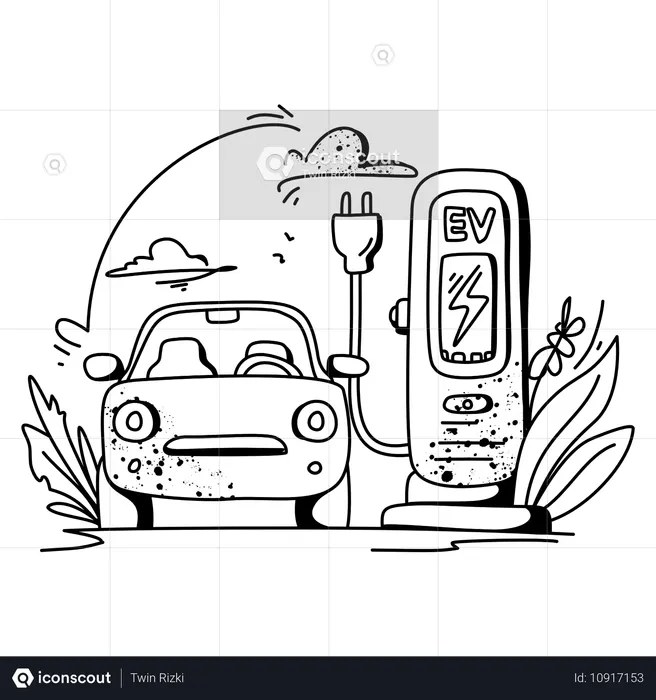 Borne de recharge pour voiture électrique  Illustration