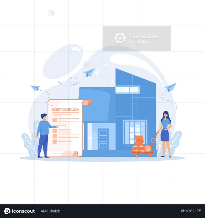 Borrower making mortgage payment  Illustration