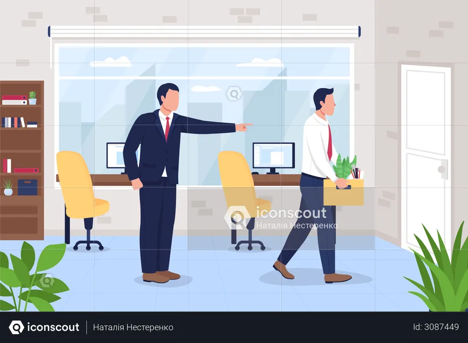 Boss firing employee from office job  Illustration