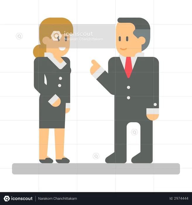 Boss Giving business advice to his woman employee  Illustration