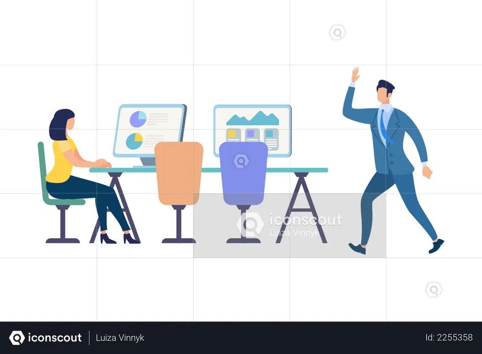 Boss Ordering Employee lady for marketing analytics  Illustration