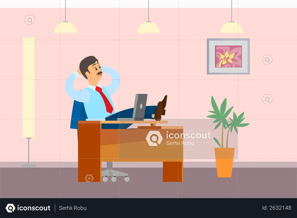 Boss relaxing in Office  Illustration