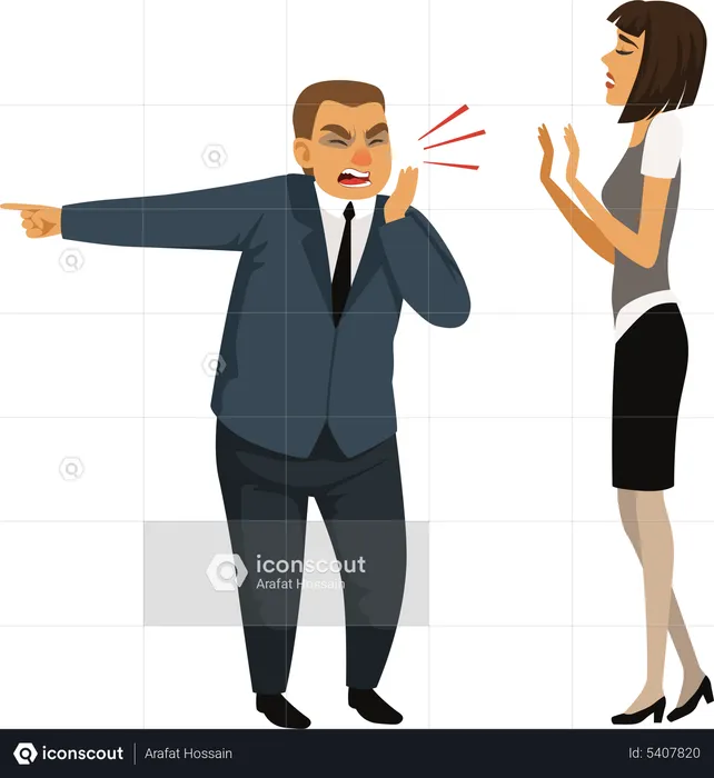 Best Boss shouting on employee Illustration download in PNG & Vector format