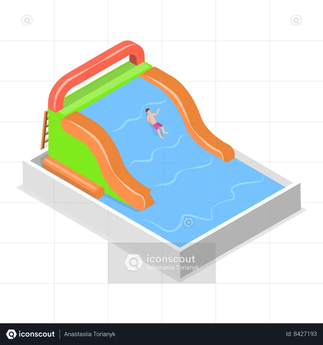 Bouncy inflatable water slide  Illustration