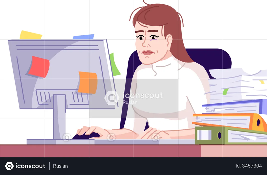 Femme bourreau de travail  Illustration