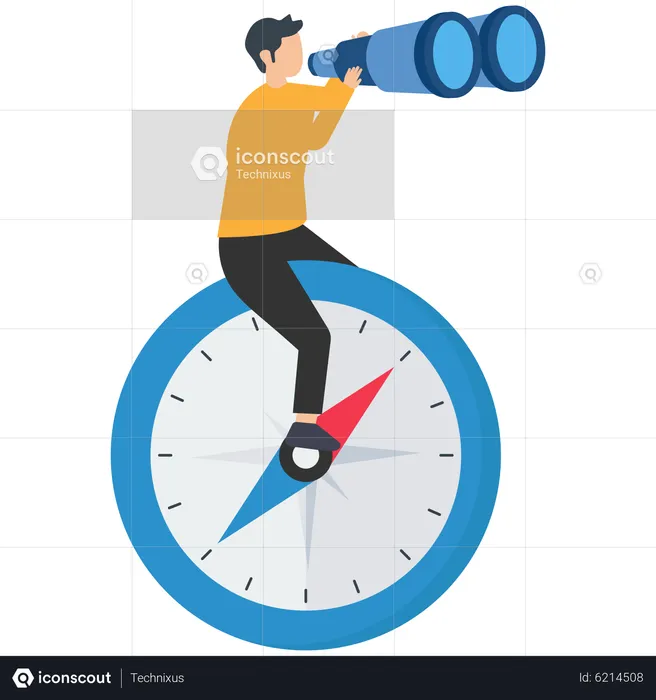 Direction ou opportunité d'orientation de la boussole commerciale  Illustration