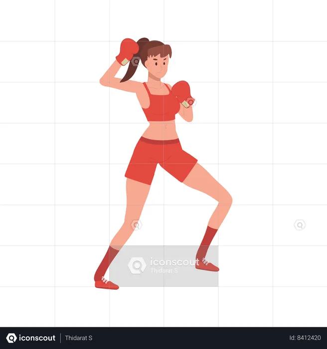 Boxe feminino esportivo ativo  Ilustração