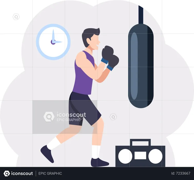 Boxeador entrenando  Ilustración