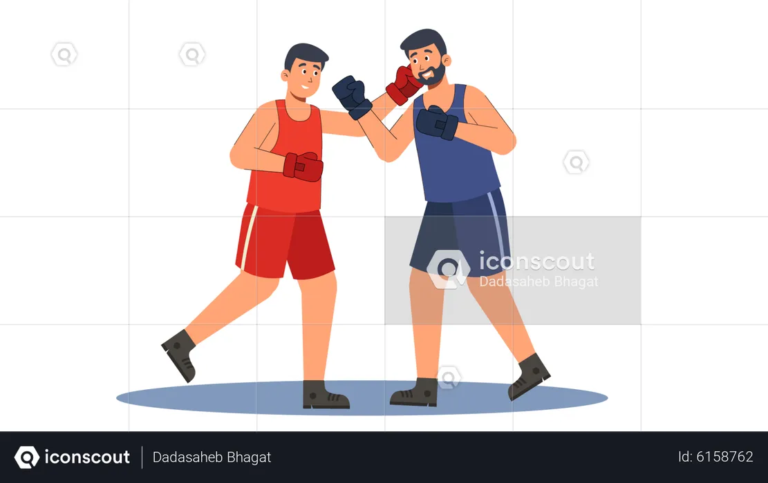 Boxeadores peleando  Ilustración