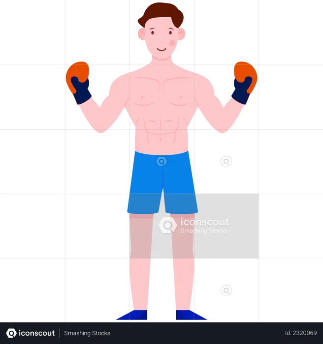 Boxer wearing boxing gloves  Illustration