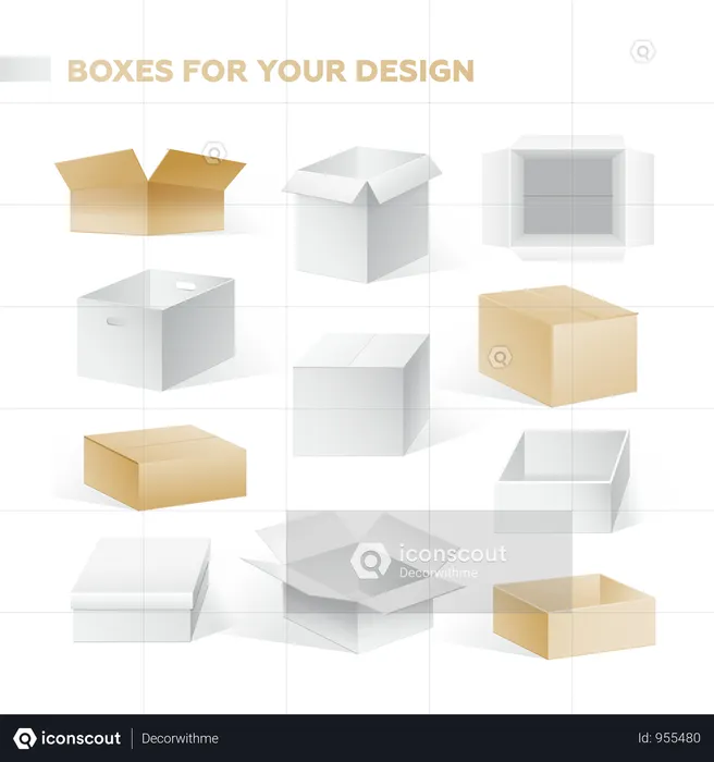 Boxes - Realistic Vector Set Of Cardboard Containers Clip Art  Illustration