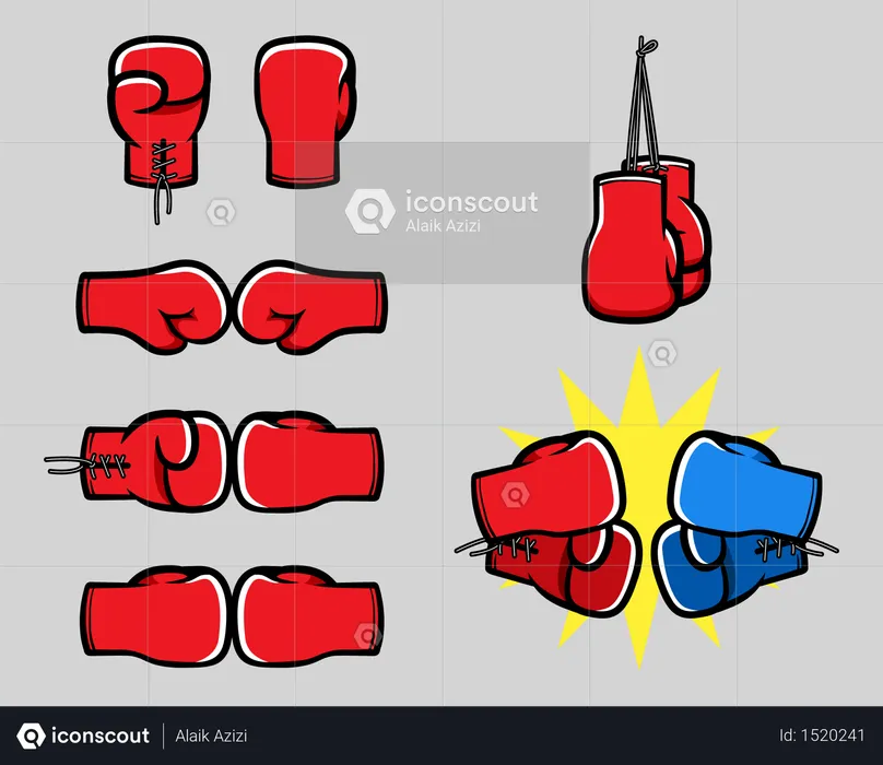 Boxing Glove Cartoon Hand Collection  Illustration