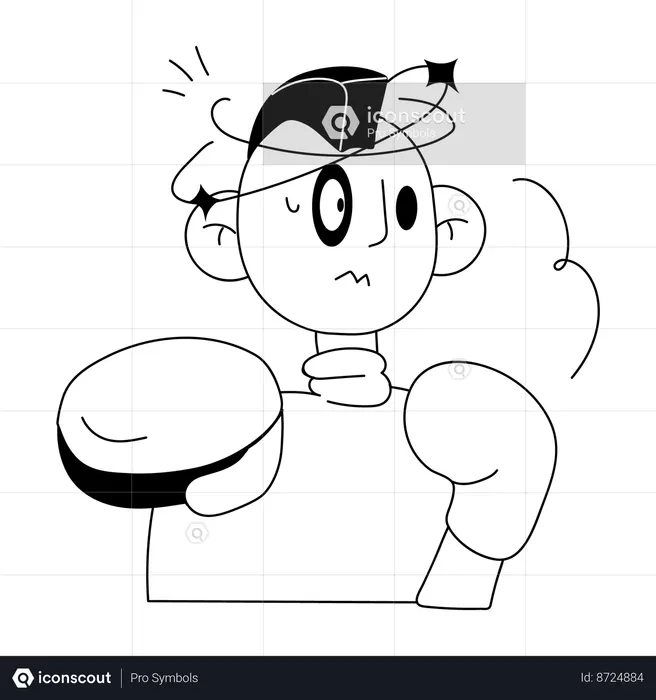 Boxing player with injured head  Illustration
