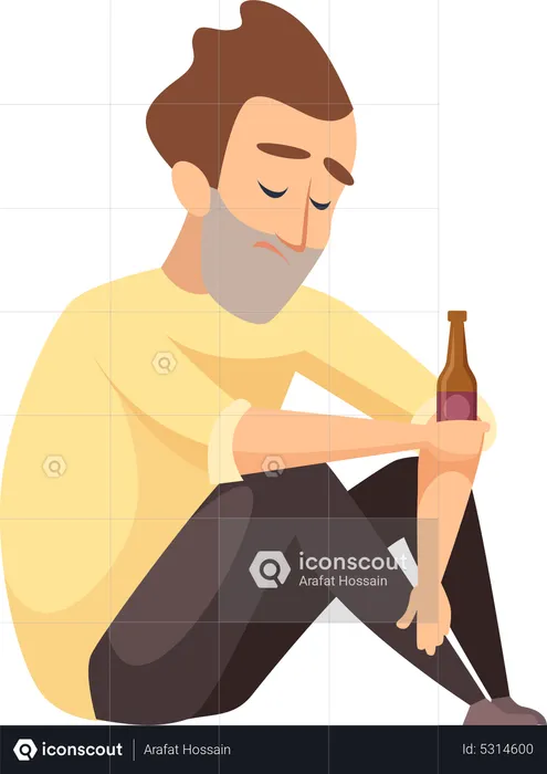 Boy addicted to alcohol  Illustration
