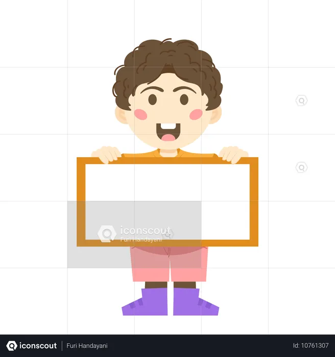 Boy advertises product details  Illustration