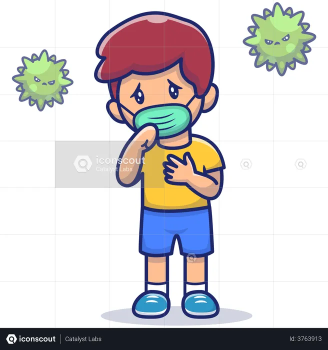Boy affected by covid  Illustration