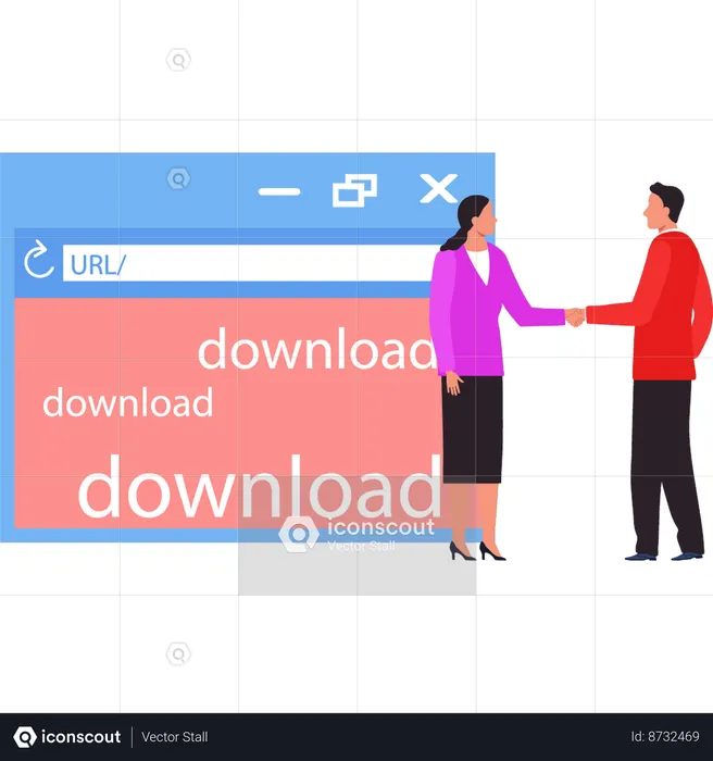 Boy and a girl are dealing online  Illustration