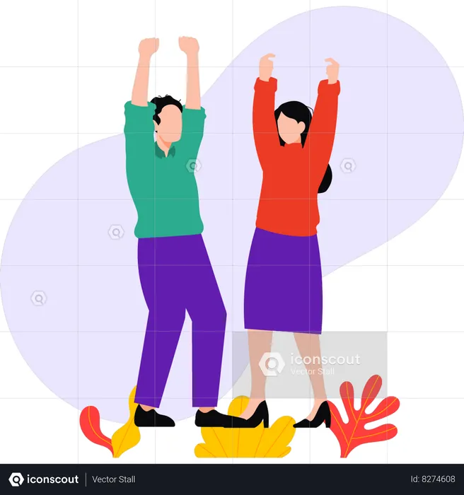 Boy and girl are dancing  Illustration