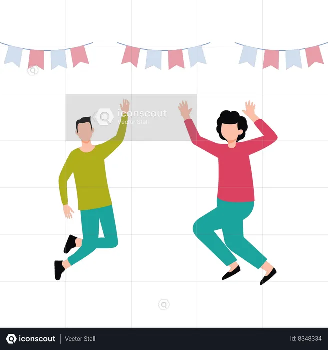 Boy and girl are dancing  Illustration