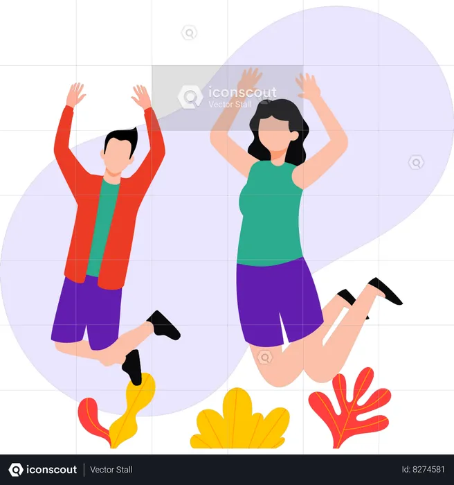 Boy and girl are dancing  Illustration