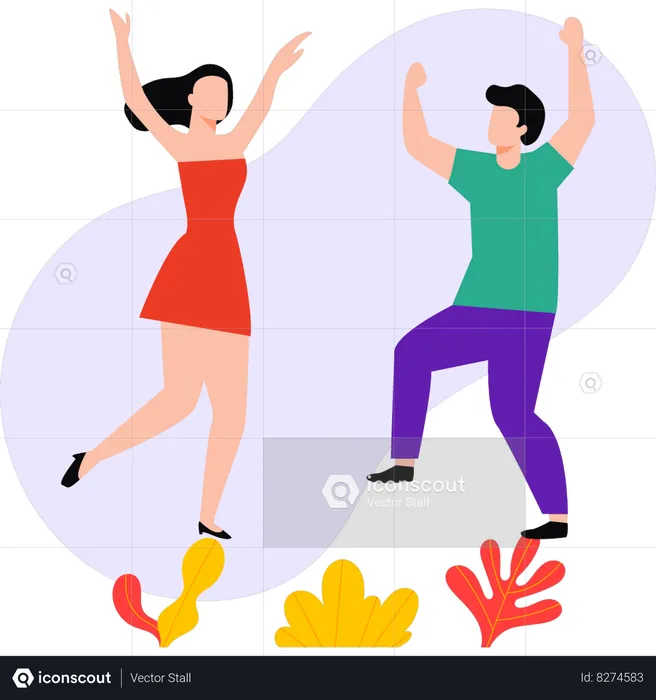 Boy and girl are dancing  Illustration