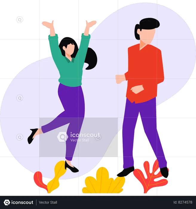 Boy and girl are dancing  Illustration