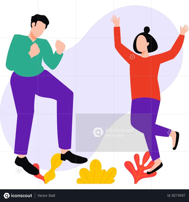 Boy and girl are dancing  Illustration