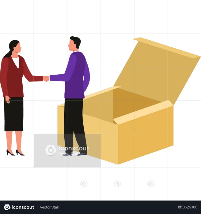 Boy and  girl are dealing  Illustration
