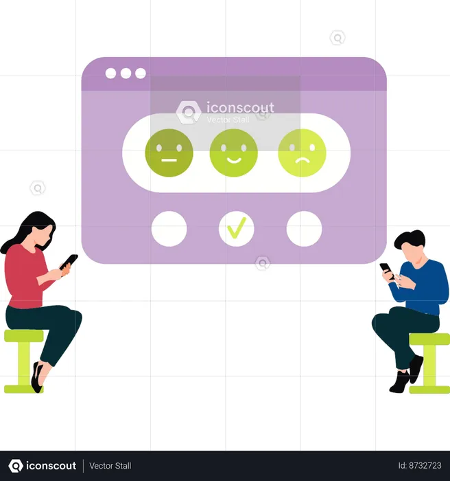 Boy and girl are giving feedback emojis  Illustration