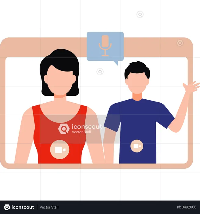 Boy and girl are on video calling  Illustration