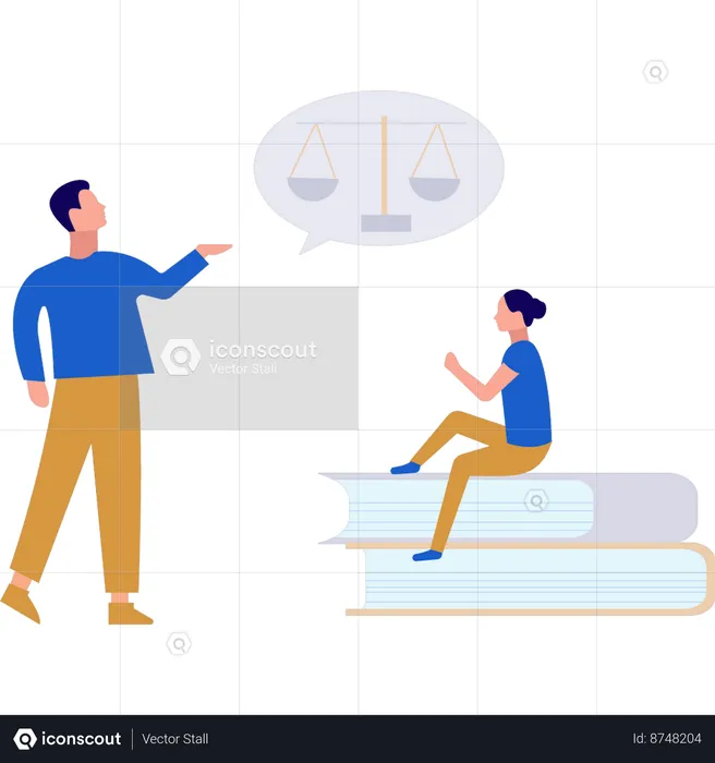Boy and girl are talking about business  Illustration