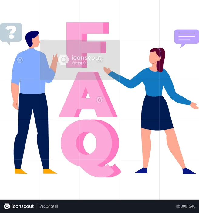 Boy and girl are talking about faq  Illustration