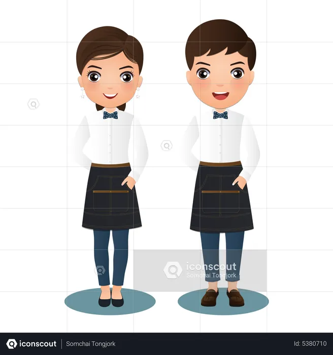Boy and girl barista  Illustration