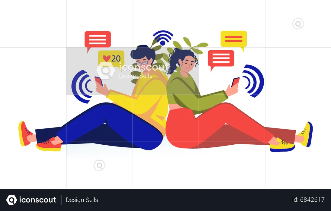 Boy and girl chatting on social media  Illustration