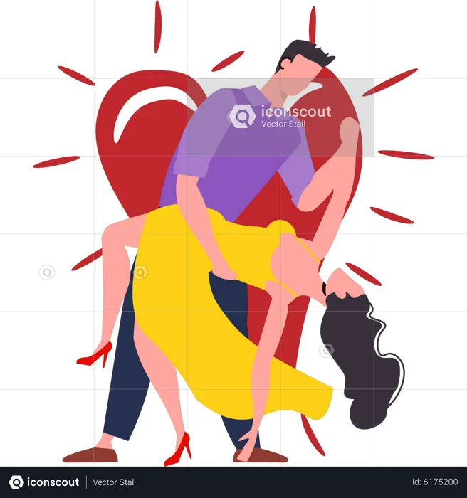 Boy and girl dancing on valentine day  Illustration