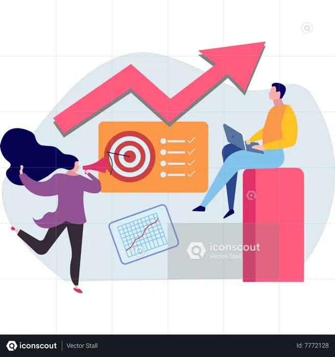 Boy and girl doing business marketing  Illustration