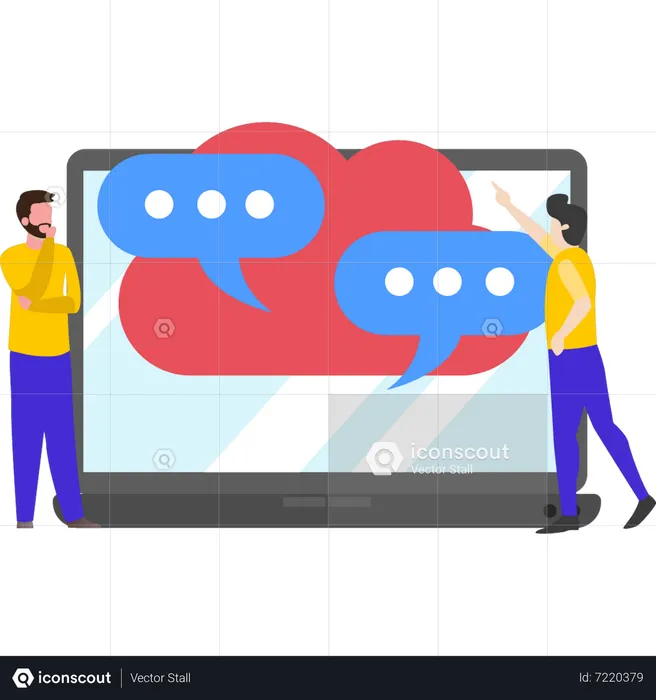 Boy and girl doing cloud chatting  Illustration