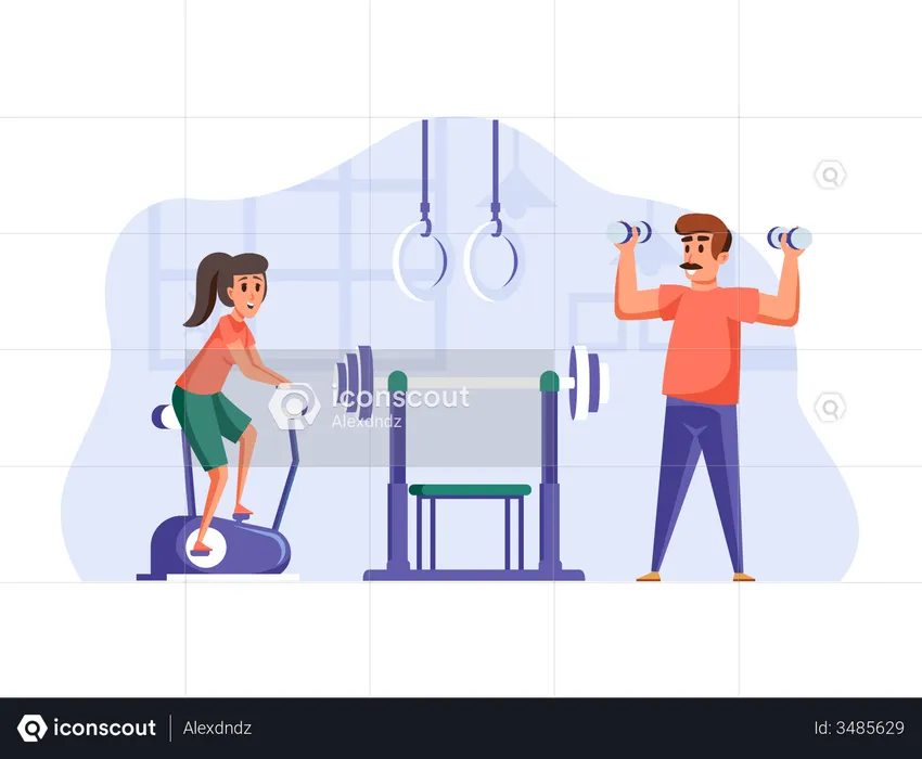 Boy and Girl doing Morning workout  Illustration
