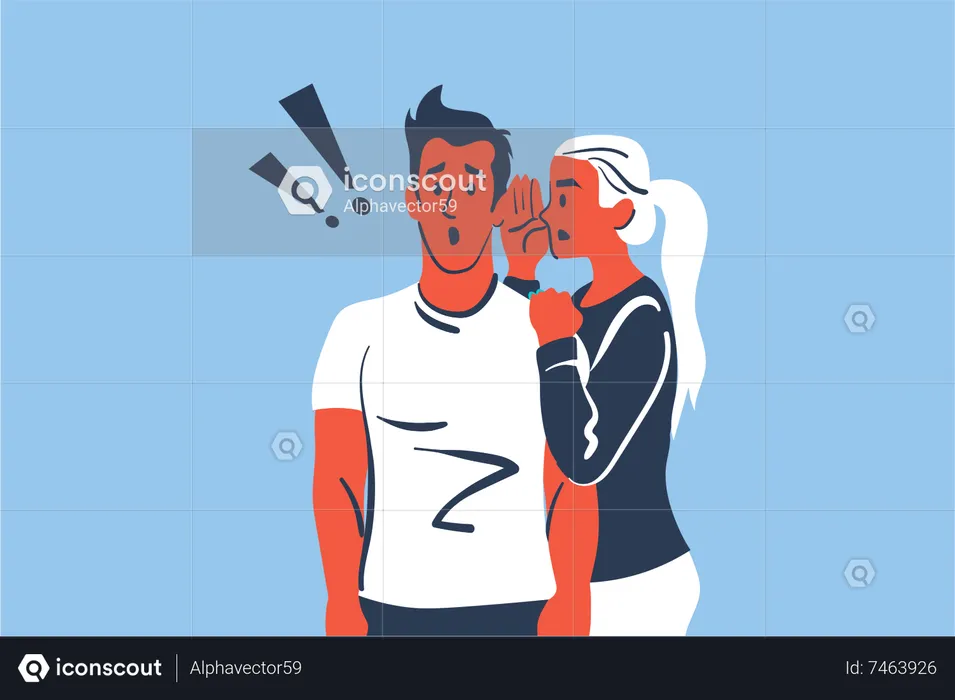Boy and girl gossiping  Illustration