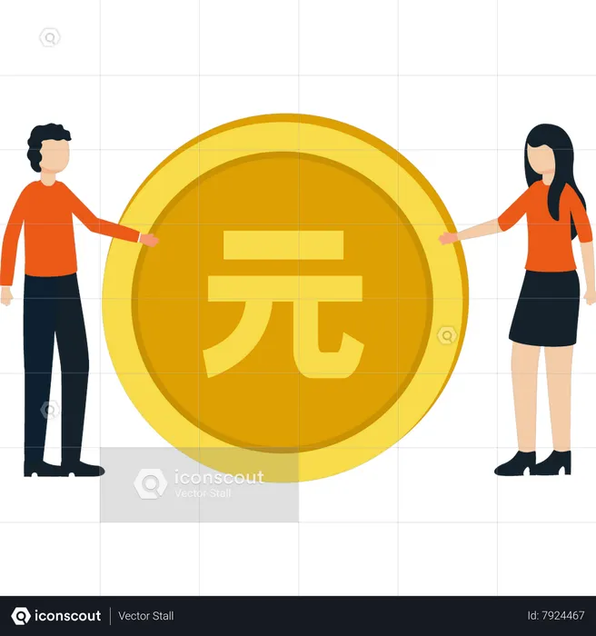 Boy and girl have Chinese currency  Illustration