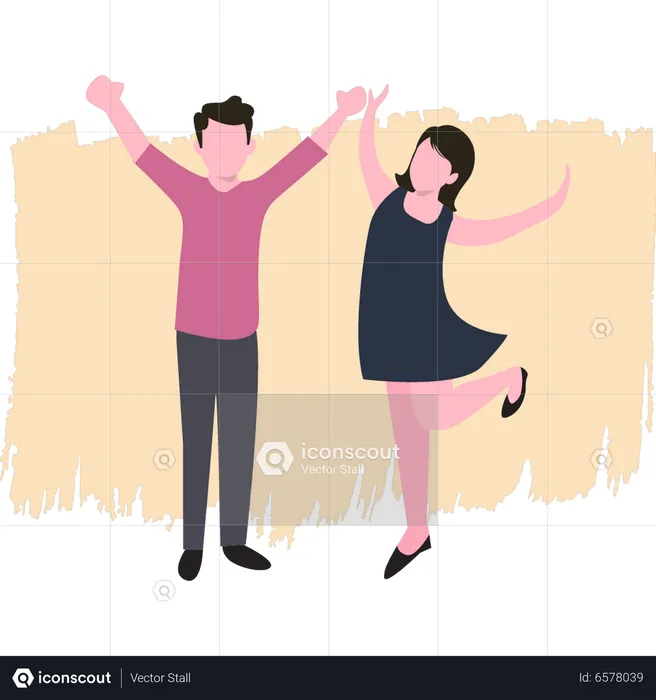 Boy and girl having fun  Illustration