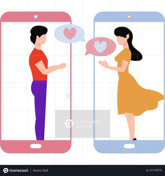 Boy and girl having romantic chat  Illustration