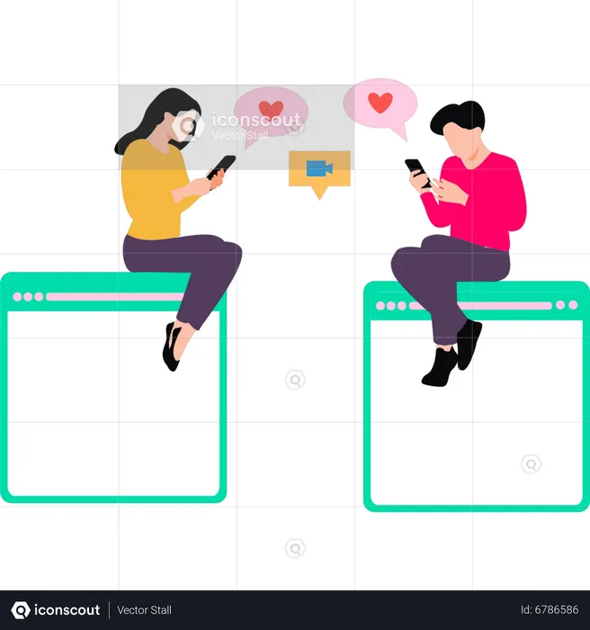 Boy and girl having romantic conversation  Illustration