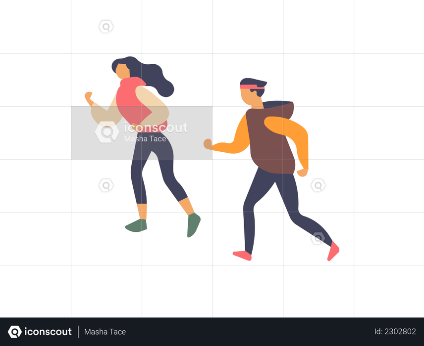 Boy and girl jogging Illustration