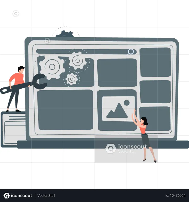 Boy and girl making business presentation  Illustration