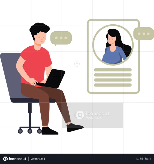 Boy and girl on online meeting  Illustration